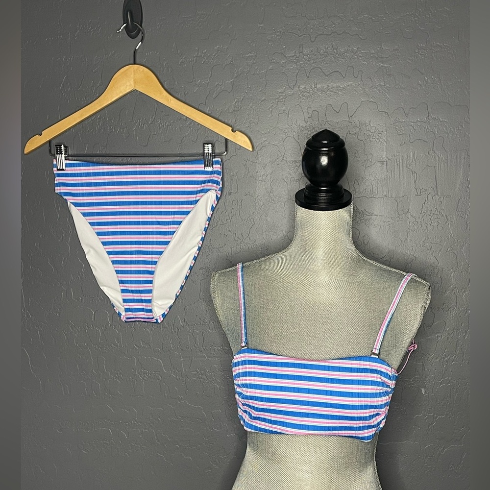 New Splendid Striped Pink and Blue 2 Piece Swimsuit